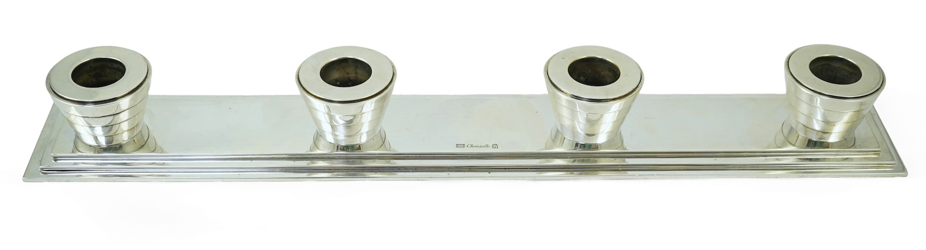 Christofle: A silver plated four-light candle holder